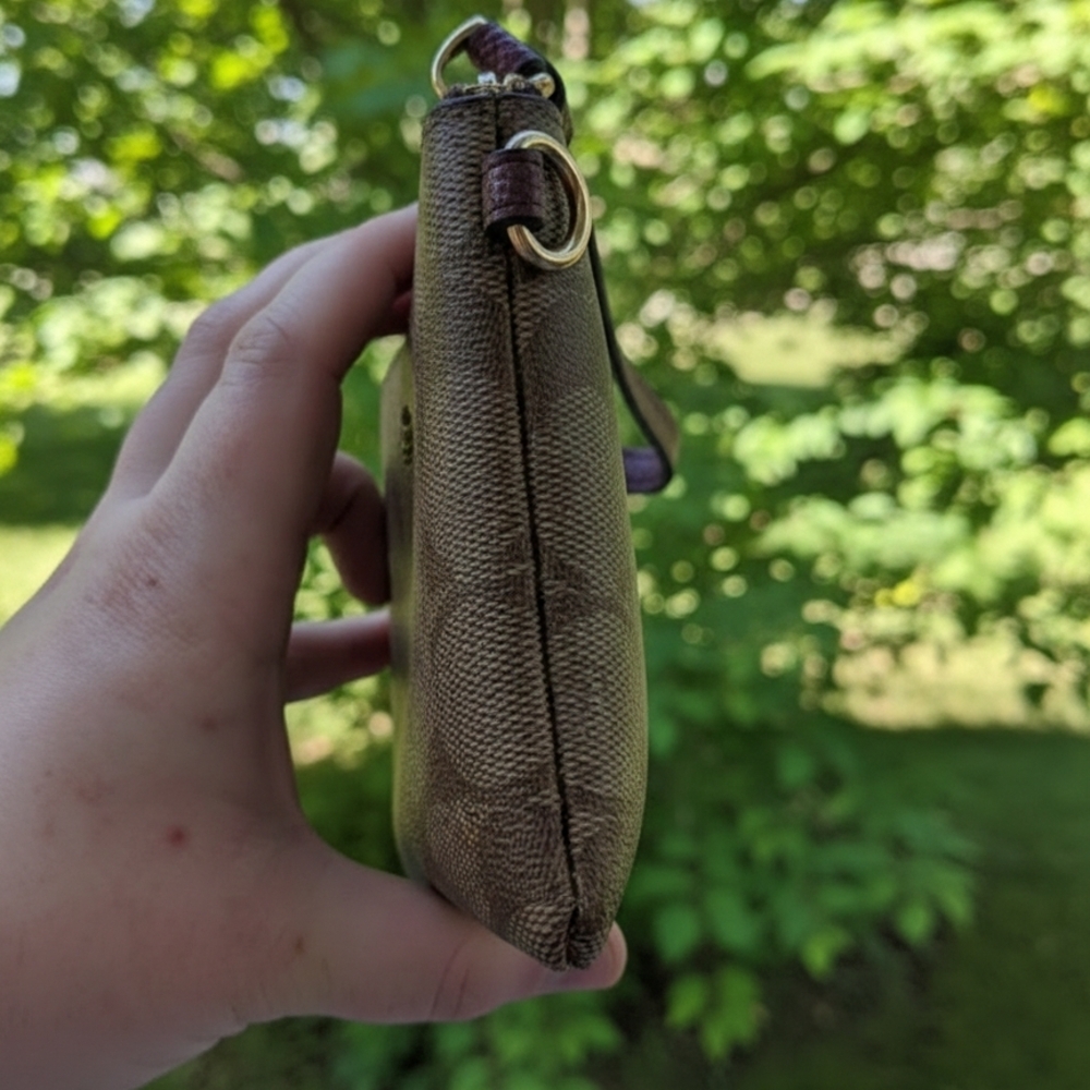 Coach Corner Zip Wristlet Metallic Wine (NWT) - Picture 4 of 8